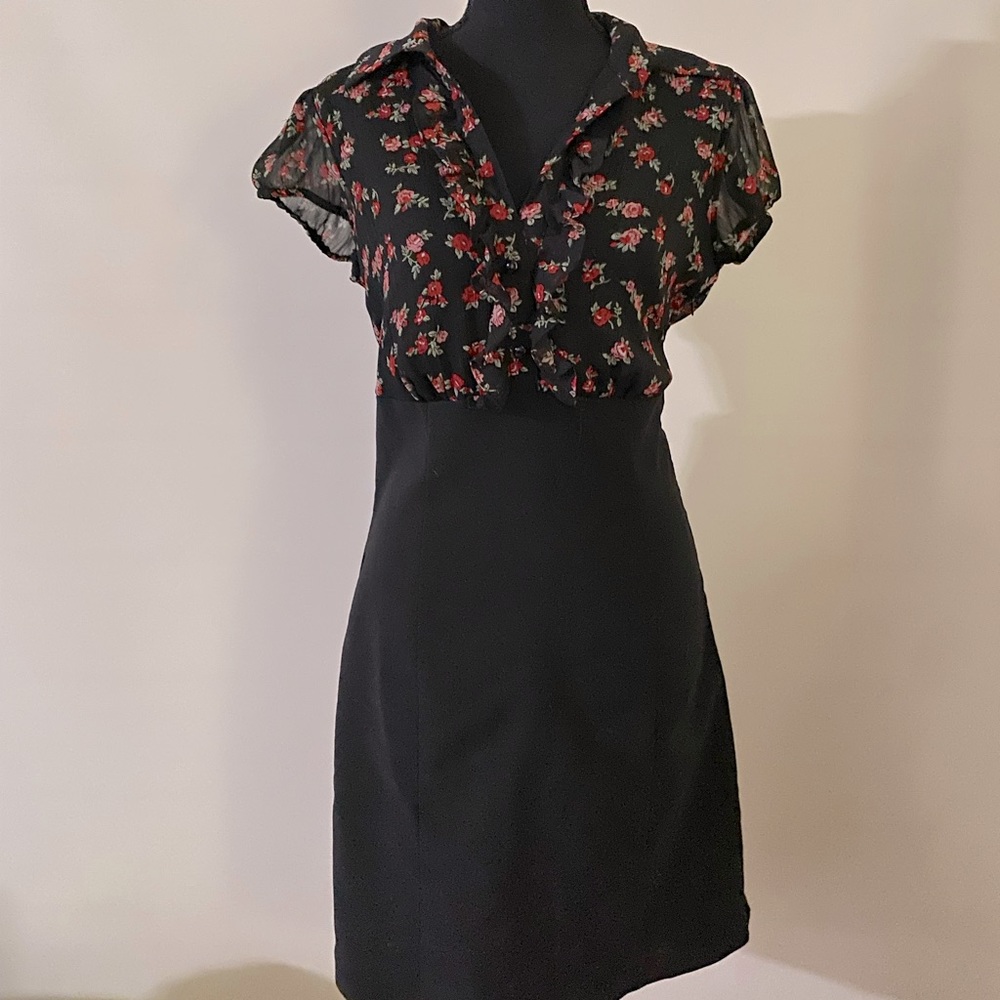 Appropriate Behavior black dress with gorgeous flower details.